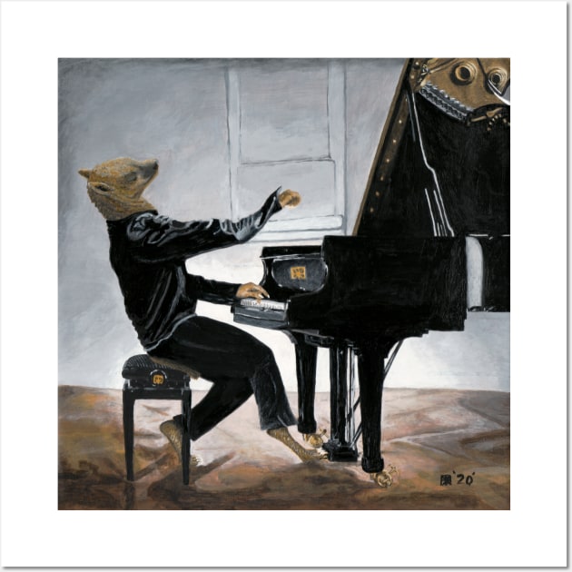 Hyena Pianists Fantasy Image Wall Art by Helms Art Creations